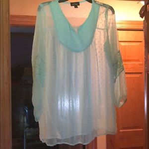 Mint green sheer blouse